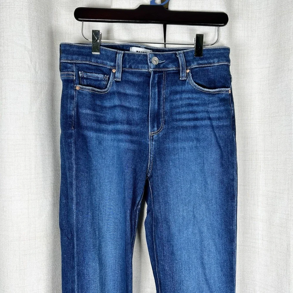 PAIGE Cindy High Rise‎ Straight Jeans 29 Mel Destroyed Hem Raw Hem Ankle